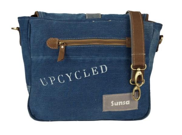 Sunsa Canvas Damen Messengertasche, recycelte Jeans Umhängetasche